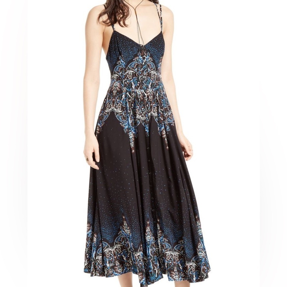 Free People Black and Blue Maxi Dress
